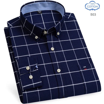 2026 New IN Shirt  Designer Clothes 100% Pure Cotton Oxford Shirts for Men Long Sleeve  Plaid Shirt Striped Male BusinessTartan