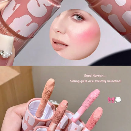 SHAQINUO Double-ended Liquid Blush with Dizzy Dye Brush, Natural, Complexion-enhancing, Low-saturation, Matte Blush Liquid