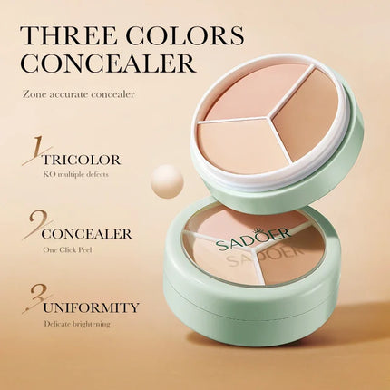 Three Color Concealer Palette Contour Highlighter Foundation Cream For Face Brightening Makeup Art