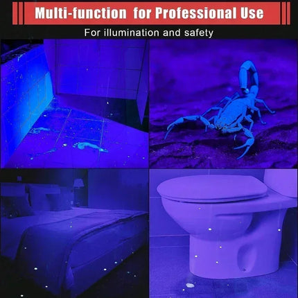 Super Bright LED 395nm UV Flashlight Rechargeable Blacklight Waterproof Torch with Pen Clip Use AAA Battry for Outdoor Camping
