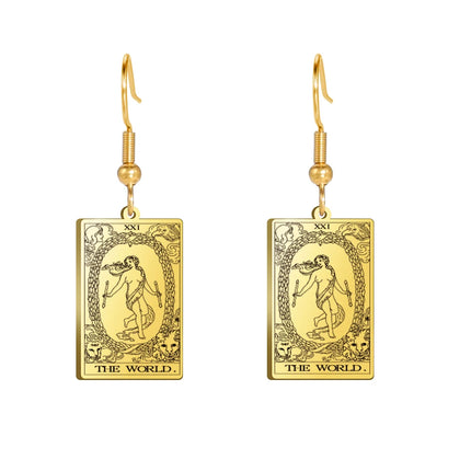 Classic Tarot Cards Stainless Steel Drop Earring for Women Sun Moon Star Lovers Divination Tarot Jewelry Birthday Gift