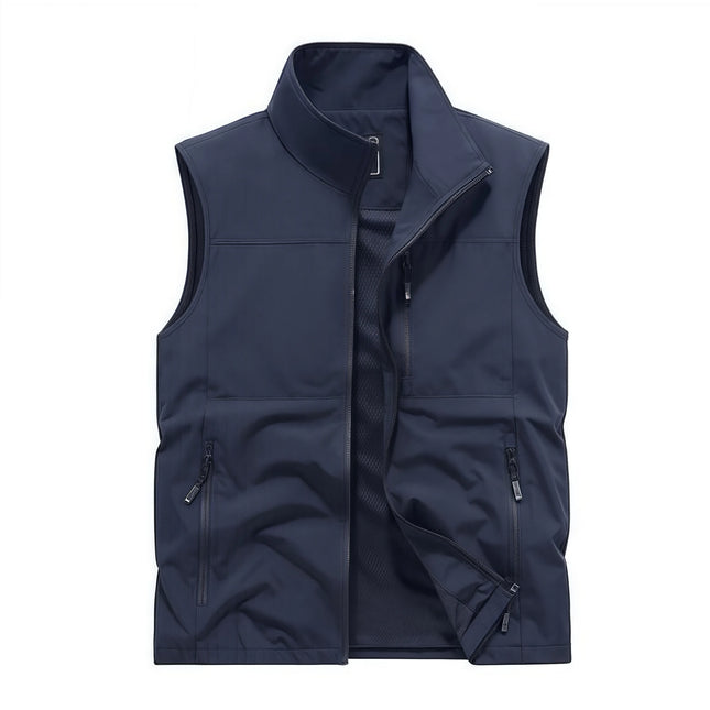 Outdoor workwear jacket Men's breathable lightweight top  Spring and Autumn thin high-end solid color stand-up collar vest