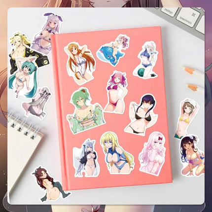 500PCS Not Repeated Anime Sexy Girl Bikini Stickers Waterproof Kawaii Decals for Laptop DIY Otaku Gift