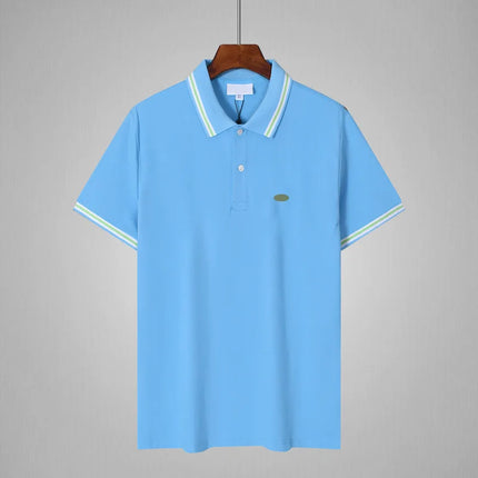 Basic Men's Polo Shirt Short Sleeve Cotton Summer Turn-down Collar T-shirt Two-button Casual Wear Comfortable Breathable