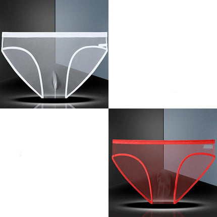 1-2 Pcs Sexy Full Transparent Men's Mesh Underwear Ultra-thin Breathable Ice Silk Seamless Briefs Erotic Male Underpants