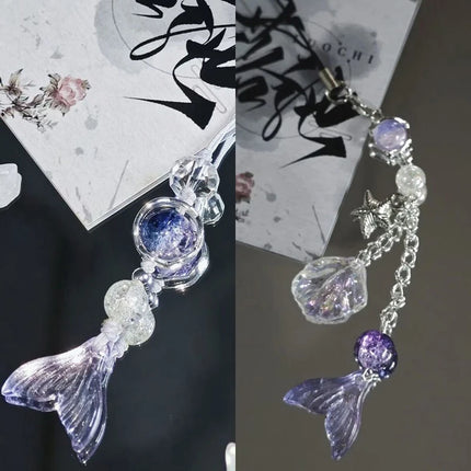 Game Love And Deepspace Rafayel Cosplay Couple Phone Chain Fish Tail Pendant Keyring Bag Keychain Jewelry Prop Accessories Gift