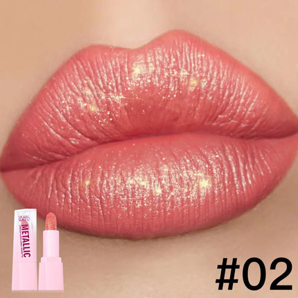 USHAS New Pearlescent & Matte Lipstick Long-Lasting Transfer-Proof Waterproof Non-Stick Cup Formula