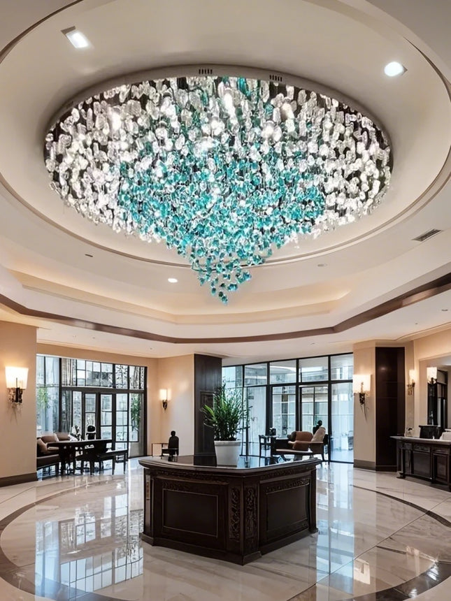 Hotel Sales High Ceiling Chandelier Lobby Restaurant Corridor Creative Hotel Engineering Glass Art Lighting Industry Chandelier