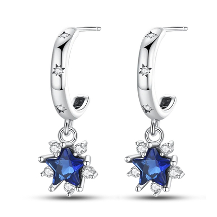 925 Silver Charms Plata De Ley 925 Jewelry Women Fashion Cute Tiny Clear Crystal CZ Stud Earrings Star Starfish Dolphin Earrings