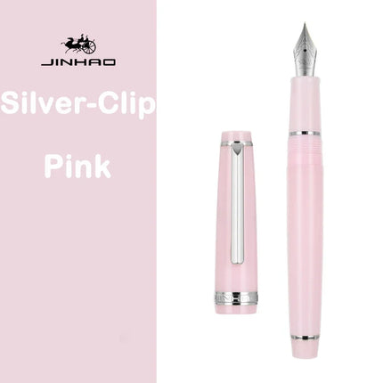 JINHAO 82 Fountain Pen Gold Trim Acrylic Barrel Silver Clip for Writing Calligraphy Signature School Office Supplies Stationery