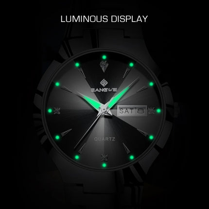 BANGWEI Luxury Business Men's Wristwatch Stainless Steel Waterproof Luminous Man Watch Date Week Fashion Quartz Watches For Men