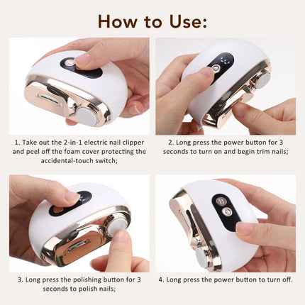 Electric Nail Clippers Automatic Anicure Trimmer With Light Adult Baby Fingernail Toe Scissors Pedicure Polishing Nails Cutter