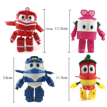 NEW 4pcs/lot Robot Trains figures Transformation robot Kay Train Deformation Train Car Action Figure Robot Toys for children