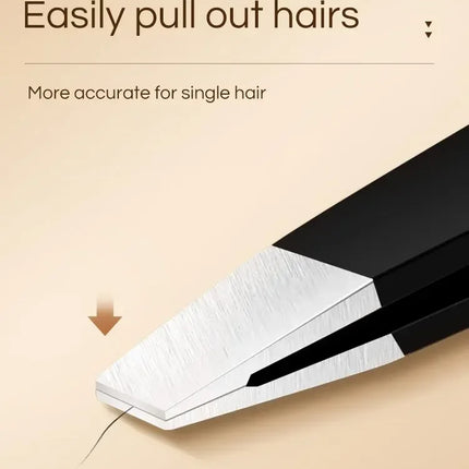 CNK  Wholesale  Stainless Steel Black Eyebrow Tweezer with Slant and Flat Point Beauty Tools for Eyebrows & Ingrown Hair Removal