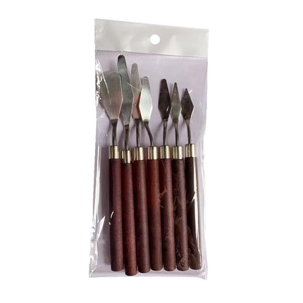 7Pcs/set Fondant Cake Spatula Cream Mixing Mini Knife Scraper Redwood Pole Art Crafts Oil Tools Painting Or Kitchen Accessories
