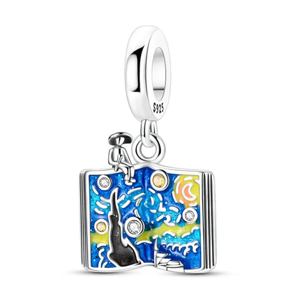 Blue Series 925 Sterling Silver Owl Butterfly Pirate Ship Car Beetle Clogs Charm Fit DIY Bracelet Necklace Fun Matching Gifts