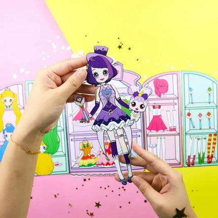 No Cutting Paper Doll House Girl Play Repeatedly Handmade Paper Doll Quiet Book DIY Toy Princess DIY Cute Princess Book