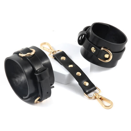 High Quality PU Leather Bondage Kit Restraints Handcuff SM Collar Mouth Ball Gag Flogger Bondage Tape Sex Toys For Couples