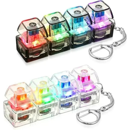 =Clickable Keyboard Keychain LED Light - Stress Anxiety Relief Fidget Toy, Portable Desktop Accessory for Office Decoration Gift