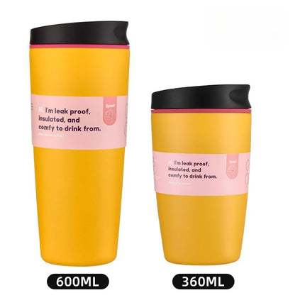 Simple Stainless Steel Vacuum Flasks Mug Insulated Coffee Cup Leakproof Lid Travel Silent Base Thermos Cups Thermal Water Bottle