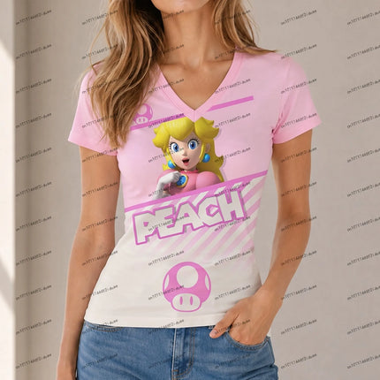 XS-5XL Kawaii Super Mario V Neck Women T-shirt Y2k Top 2026 New Streetwear Woman Clothes Harajuku Style Fashion Oversize Summer