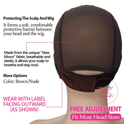 Ladies Wig Cap - Non-slip Adjustable Wig Cap Without Glue, Reusable High-definition Lace Front Wig Cap, Suitable for All Sizes