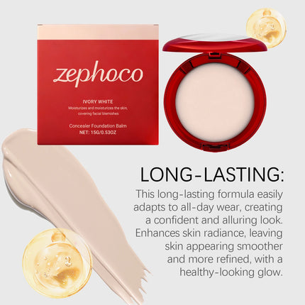 Zephoco Balm Foundation Blemish Cover Moisturizing Skin Brightening Products High Coverage Makeup Concealer Foundation Cream 15g