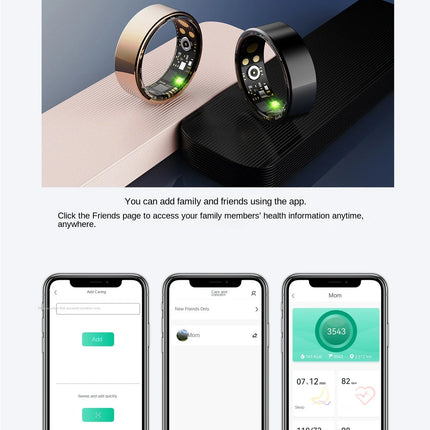 New Heart Rate Sleep Blood Oxygen Monitoring Adding Friends Remote Care Exercise Step Counting Photography Smart Ring Hot 2026