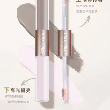 Dual-End Liquid Highlighter Pen, Skin Brightening & Contouring Stick, Natural Contour, Long-Lasting, Waterproof