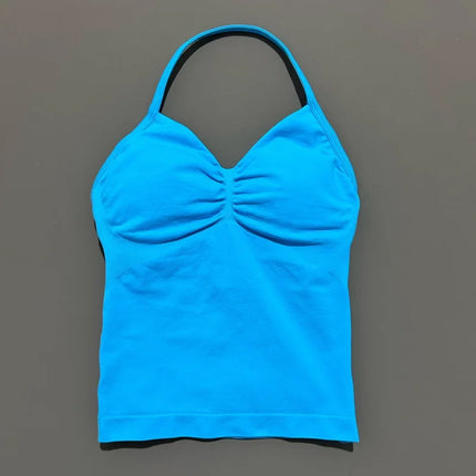 HISTELLO Impact Longline Strappy Top Sports Yoga Vest Women Fitness Tank Top Gym Beautiful Open Back Bra Running Workout Halter