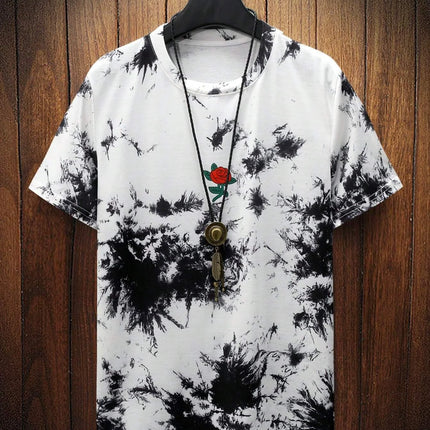 Men's new summer casual simple short-sleeved T-shirt, made of polyester fiber, comfortable and breathable, with a vintage print.