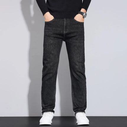 2026 New Business Men's Jeans Casual Straight Stretch Fashion Classic Blue Black Work Denim Pant Trousers Male Clothing
