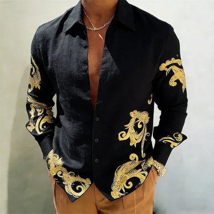 2026 Men's Linen HD 3D Printed Shirt Casual Long Sleeve Button Designer Shirt Hawaiian Outdoor Wedding Party Clothes for Men