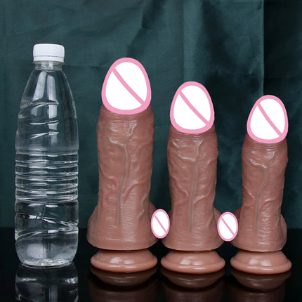Realistic Flesh Skin Soft Thick Big Dildo Double Silicone Small Penis Woman Man Anal Sex Toy Suction Cup Dick Masturbators Cock