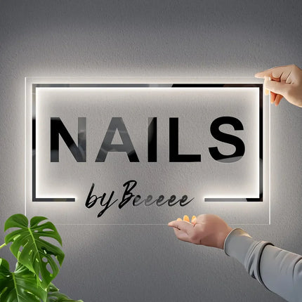 Custom LED Acrylic Signs Can UV Print Business Logo Beauty Nails Salon Hair Studio Signage Company Office Name Led Neon Signs