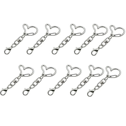 10Pcs 360 Rotate Spring Snap Keychain Multi Styles Star Heart Star Shaped Clasp Open Jump Ring Spring Snap Keyring Pendant