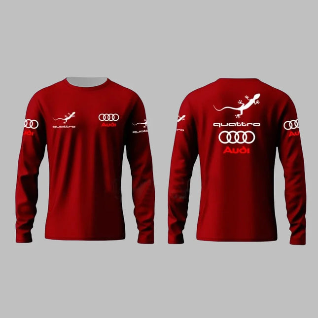 2025 Spring and Autumn Fashion Audi Racing Competition Printed Men's Adult Long Sleeve Daily Leisure Sports Fitness Teen T-Shirt