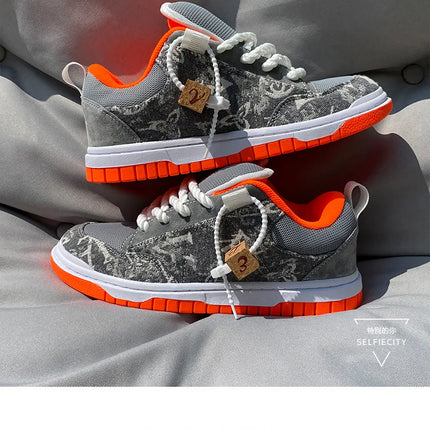 Large Size Men Volcano Gray Low-top Thick Big Tongue Sports Shoes Women Couple Versatile Trend Leisure Skateboarding Shoes