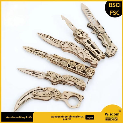 Explosions Laser Folding 3D Hand-made Jigsaw Puzzle Wooden Assembling Parent-child Butterfly Model Knife Boy Gift