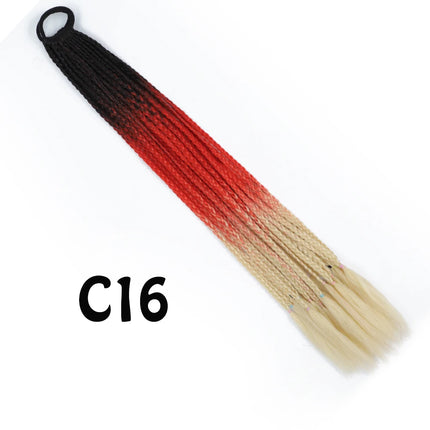 Synthetic Gradient Color Dirty Braided Ponytail Extensions With Elastic Band 24" Rainbow Braid Pony Tail Hairpiece For Girl