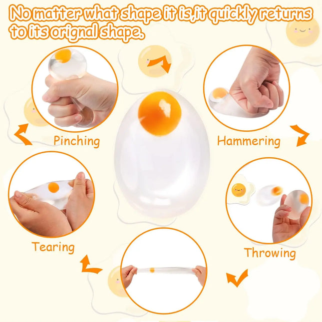 Funky Egg Squishy Ball - Clear Stress Relief Toy for Kids & Adults, Anxiety Reducer, Squeeze Splat Sensory Fidget Toys