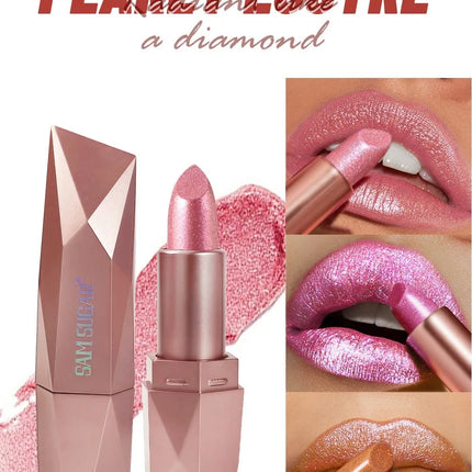 Pearlescent Pink Glitter Velvet Lipstick Metallic Diamond Lipsticks Waterproof Lasting Shimmer Lips Gloss Women Makeup Cosmetic