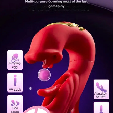 3In1 Telescopic Rotating Vibrators Dildo GSpot Clitoral Dual Stimulator Waterproof Women Tongue Licking Finger-Flapping Sex Toys