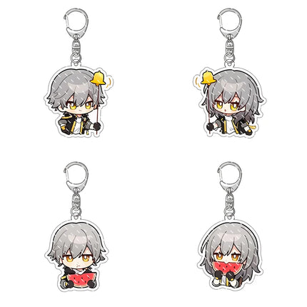Honkai: Star Rail Anime Figure Acrylic Keychain Dan Heng Feixiao Firefly Model Plate 4pc/set Keyring Game Fans Gift