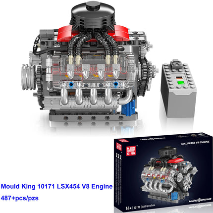 Mould King 10171 V8 Engine LSX454 Building Blocks Sets 8-Cylinder Car Building Engineering Toys for Kids Adults Gift (487+pcs)