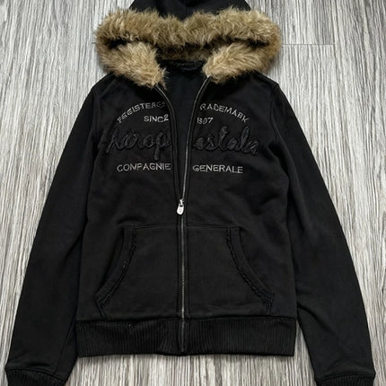 American Vintage Pink Furry Hoodie Women Y2K Harajuku Faux Fur Collar Jacket Fashion Slim Waist Belted Hot Girl Sweatshirt New