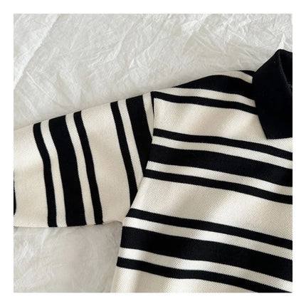 Kids Boys Lapel Long Sleeve Stripe T-Shirt Tops Boys Spring Autumn Children's Casual Polo Shirt Clothing for Boys Clothing