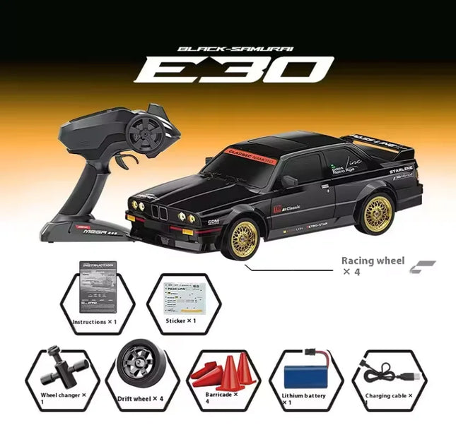 Whoosh E30 Pro Gyro Rc Drift Car 4WD Speed Racer Full Scale Throttle Direction Simulation Model Remote Control Cars