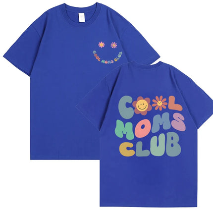 Cool Moms Club T Shirt for Women Summer Short Sleeve Tees Fashion Print Graphic Y2k Tops Mama Birthday Clothing Gift Outfit