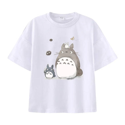 Summer Cartoon Miyazaki Totoro Print Children's Cotton T-shirt Short-sleeve Street Fashion Girls Clothes Cute Funny Kid Tees Top
